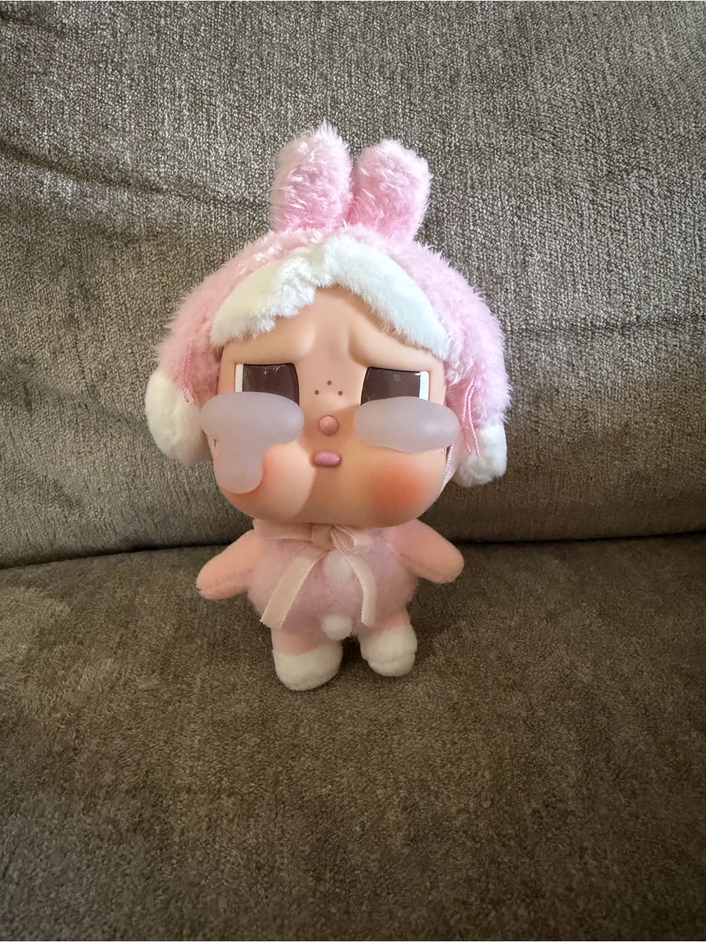 Cry baby keychain Plush Bunny Ear Plush in Pink